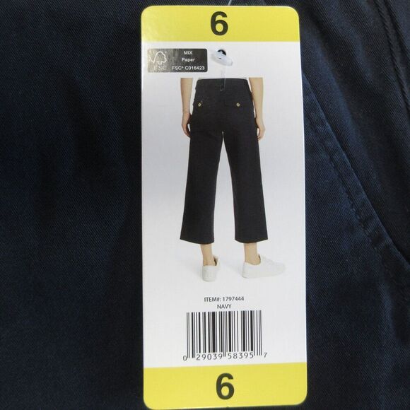 GLORIA VANDERBILT Wide Leg Tummy‎ Control Crop Pants Sz 6 Navy Blue Pull On NWT - Picture 5 of 13